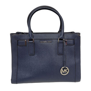 Michael Kors Dillon Medium Blue Leather Satchel Bag Purse -No Crossbody Strap-